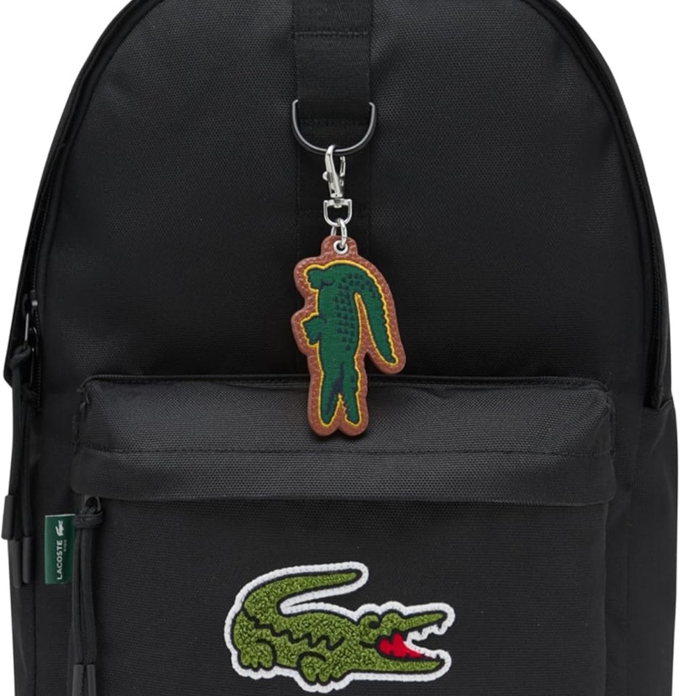 Lacoste Black Kids Backpack with Green Croc Patch - Picture 2 of 14